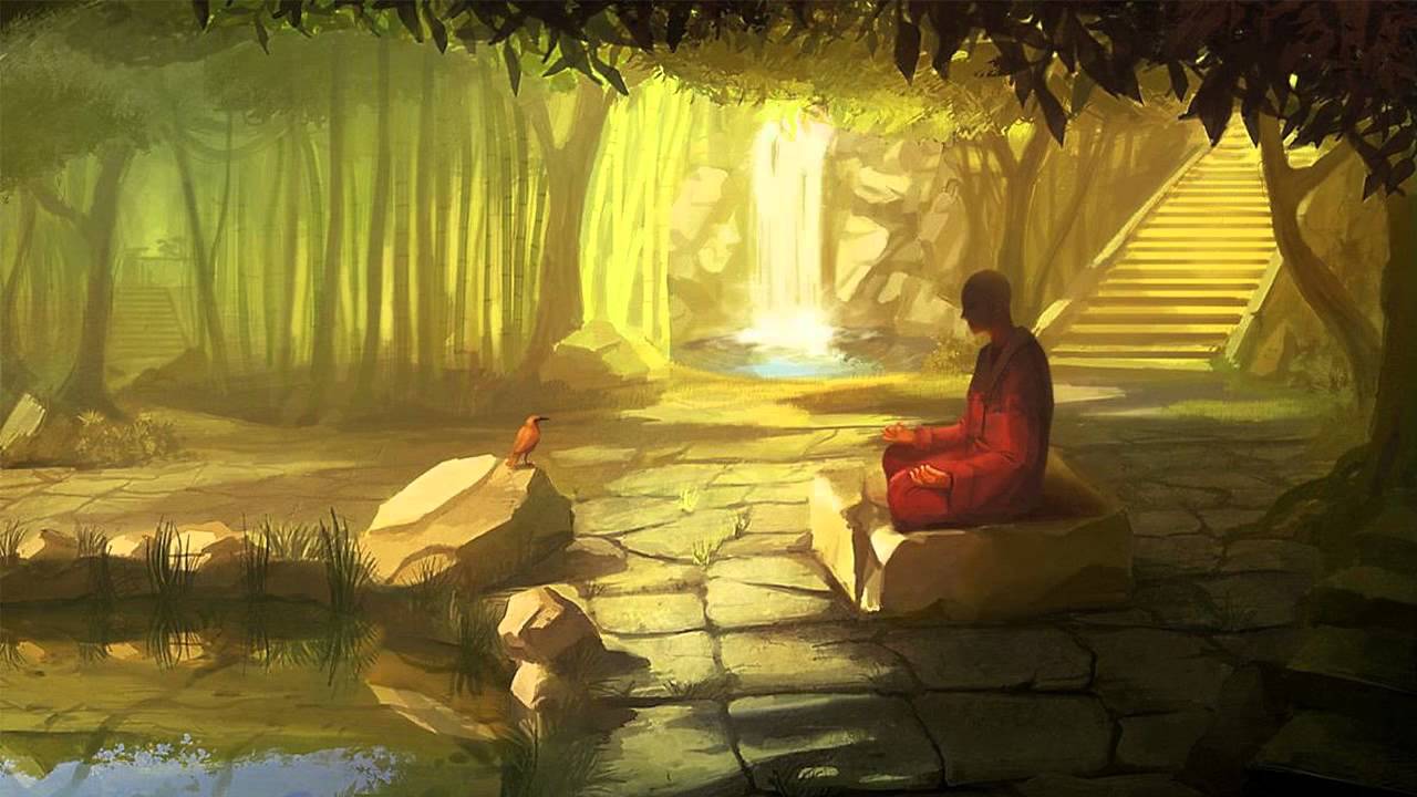 Lão hòa thượng đang ngồi đả tọa, lúc nhập định thì thấy cậu bé hiện về. (Ảnh dẫn theo youtube.com)